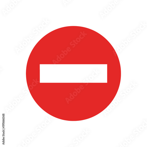Red Stop Sign Icon with White Bar - No Entry Symbol