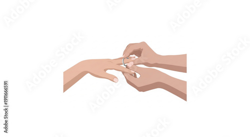 A heartfelt gesture of commitment one person's hand gently places a sparkling ring onto the other's finger, symbolizing love, promise, and a lifelong partnership