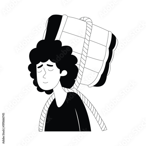 Woman dragging load Vector illustration. EPS 10 file		