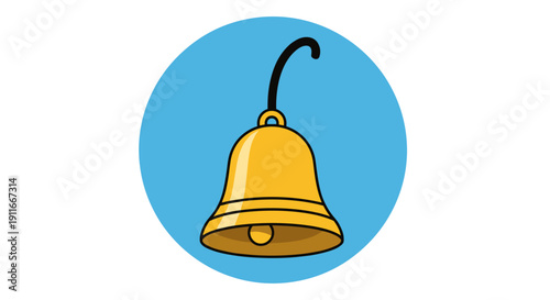 Golden Bell Icon with Clapper Inside.