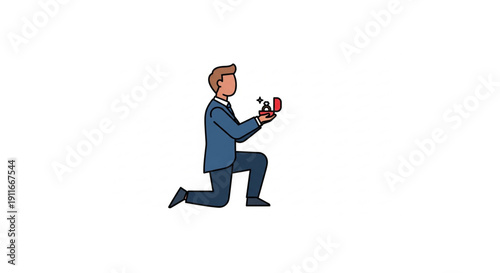 Man on one knee holding an open ring box, making a heartfelt marriage proposal, symbolizing love, commitment, and the beginning of a shared future in a romantic gesture