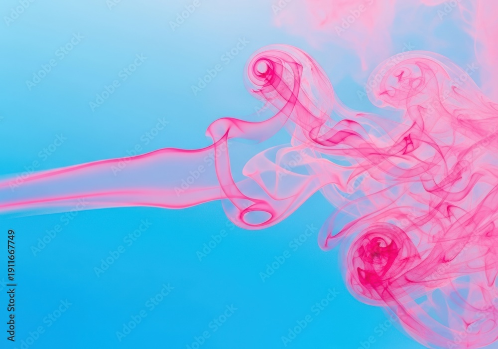 Obraz premium A vibrant explosion of pink and blue hues merging in a fluid artistic display