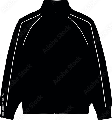 Zip up Winter Jacket with Front Pockets and High Collar in a Minimalist Outline Vector