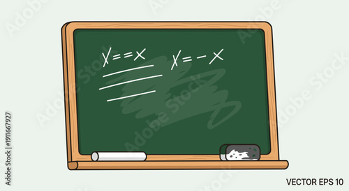 Green Chalkboard with Mathematical Equations Written.