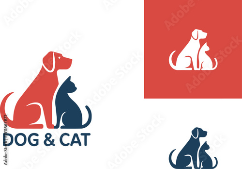 dog and cat silhouette badge for pet adoption rescue charity
