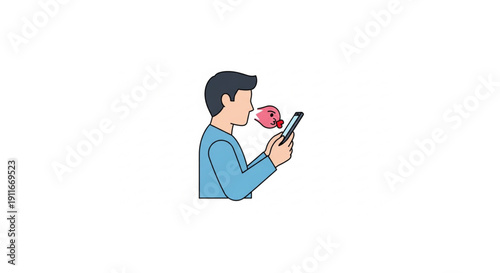 Person Using a Smartphone with a Bird Symbol Emerging from the Screen