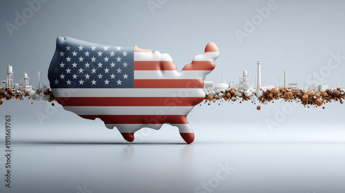 USA map with stars and stri...