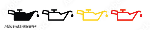 Oil can icon with drop, engine oil level indicator, automotive fluid level, car maintenance symbols