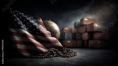 American Flag with World Gl...