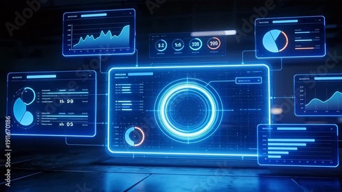 Wallpaper Mural Futuristic data analytics interface Torontodigital.ca