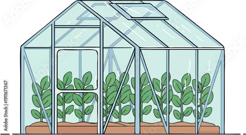 Flat vector illustration of small agricultural greenhouse