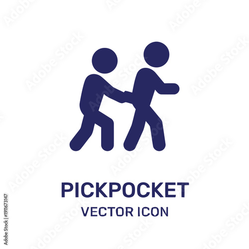 Pickpocket icon showing one person stealing from another, vector graphic