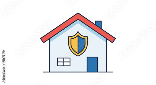 House with Shield Security Protection Concept.