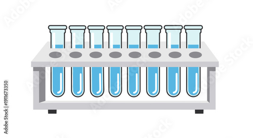 Laboratory Test Tubes with Blue Liquid.