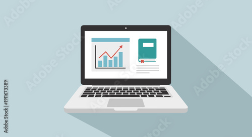 Laptop Displaying Graphs and Charts on Screen.