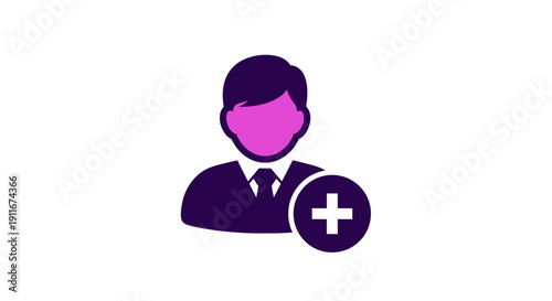 Medical Professional Icon with Plus Sign.