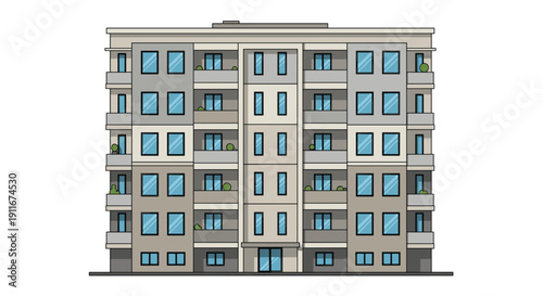 Modern Apartment Building with Multiple Floors 1.