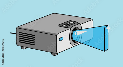 Modern Projector Emitting Blue Light Beam.