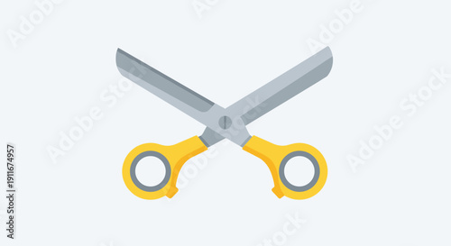 Pair of scissors with yellow handles.