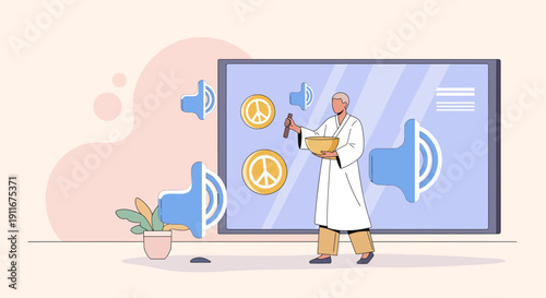 Scientist Using Virtual Reality Technology For Research.