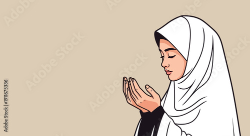 Muslim Woman Praying in Hijab, Peaceful Devotion, Spiritual Solitude