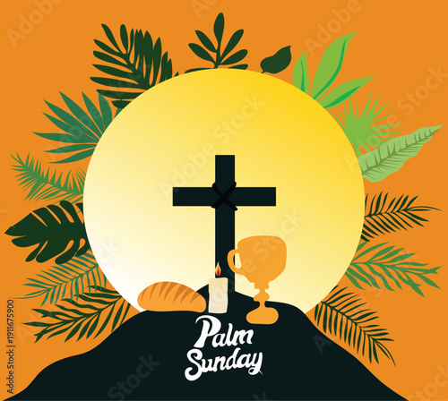 palm sunday the sunday of the passion hosanna sunday free vector illustration

