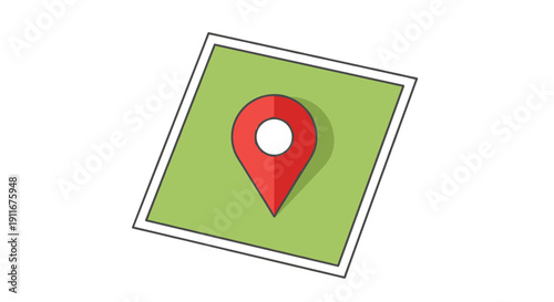 Free Download Red Map Pin on Green Square. - GFXLoad