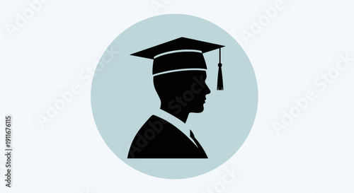 Silhouette of Graduate in Cap and Gown.