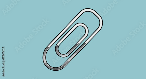 Silver Paperclip on a Blue Background.