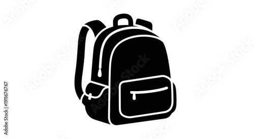 Simple Black Backpack Illustration Design.
