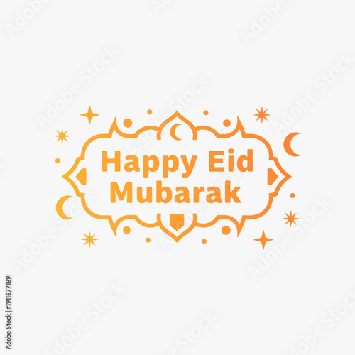 Vibrant hand-drawn Happy Eid Mubarak lettering with decorative elements. A sense of celebration and joy during the Eid holiday.