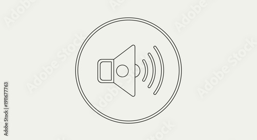 Simple Line Icon of Megaphone Emitting Sound Waves.