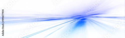 Fotografia Ice-blue light streams curve sharply through a shadowed digital space
