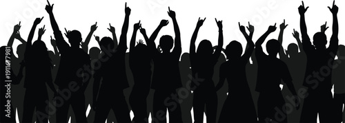 Mega black silhouette collection featuring classical musicians with instruments corporate business professionals dancing people cheering crowds and social groups isolated on a white background