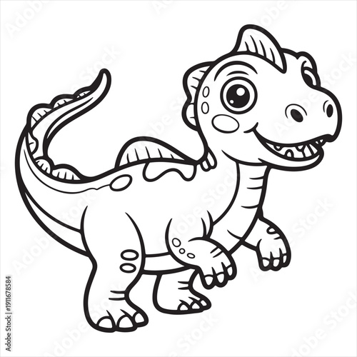 Cute Cartoon Dinosaur Coloring Page – Friendly Brachiosaurus Illustration for Kids