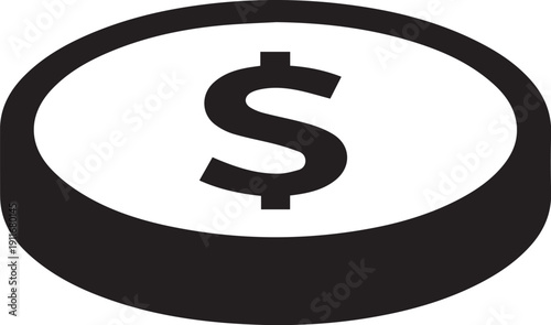  Minimalist Coin Icon- Solid Black Vector Silhouette of Money Currency Symbol