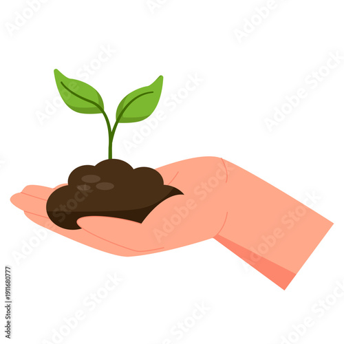 Hand Holding Plant with Soil