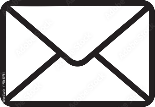 Minimalist Email Icon- Vector Outline of Envelope Shape for Communication