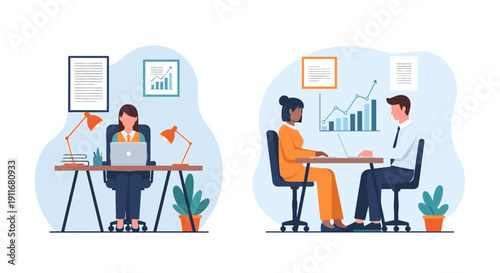 A sleek desk setup evokes focus and productivity, perfect for home office spaces.