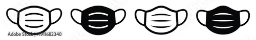 Protective face mask icons symbolizing health safety and disease prevention
