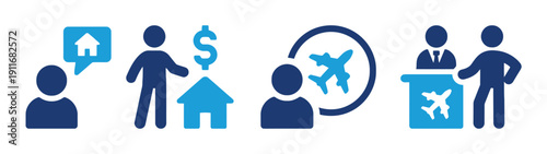 Real estate agent showing house to client buyer talking about investment and travel plans