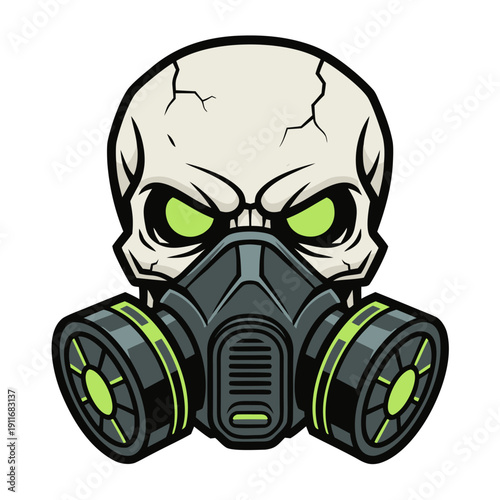 Skull With Gas Mask - A Gritty Illustration of Resilience and Protection