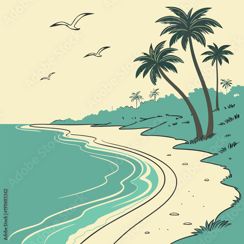 Clear turquoise water along a pristine beach  