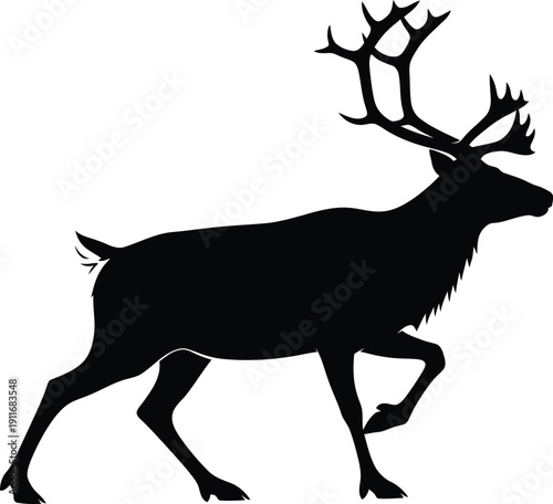 Majestic deer running swiftly through forest landscape illustration eps file view