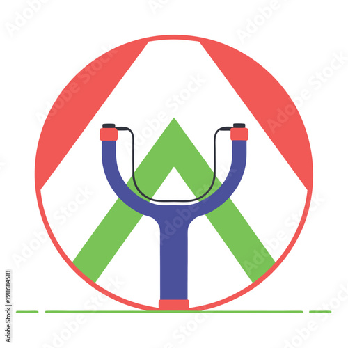 Minimalist icon design slingshot symbol  