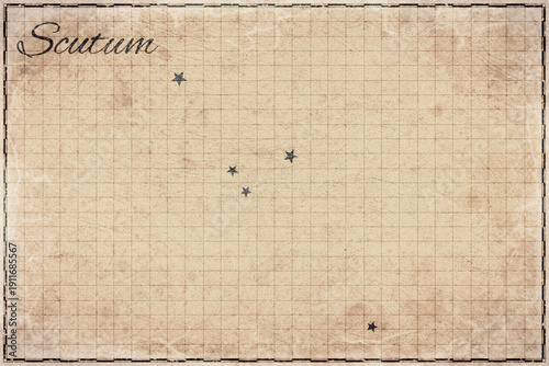 Tableau sur toile Scutum Constellation Star Map, Retro Paper
