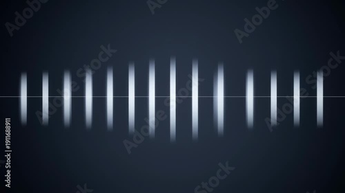 Equalizer bars in minimalist design with soft blue glow in digital waveform for music production