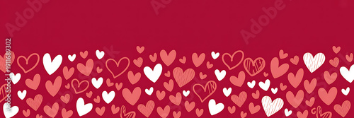 Cute hand drawn hearts seamless pattern, great for Valentine's Day, Weddings, Mother's Day - textiles, banners, wallpapers, backgrounds.