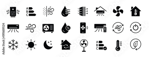 Set of air conditioner and climate control icons