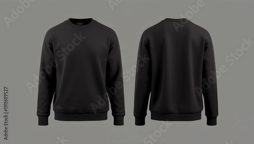 Wallpaper Mural Blank puffer sweatshirt mock up in front, and back views, isolated on white, 3d rendering, 3d illustration  Torontodigital.ca